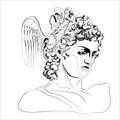 Vector illustration of the head of the god Perseus.